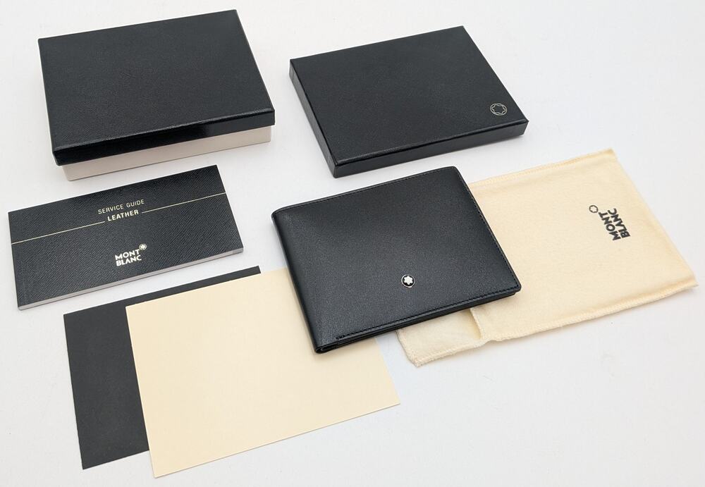 NEW MontBlanc Men's Black Leather Wallet Slim Card Holder